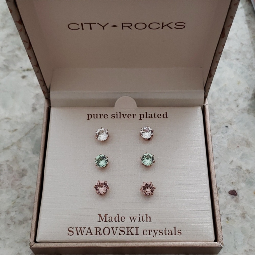 City Rocks Silver Plated Earrings